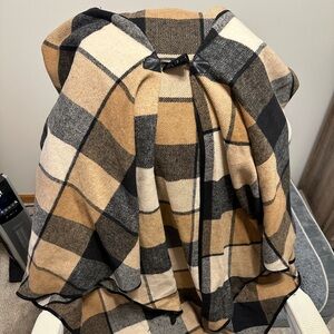 Torrid tan/black plaid poncho